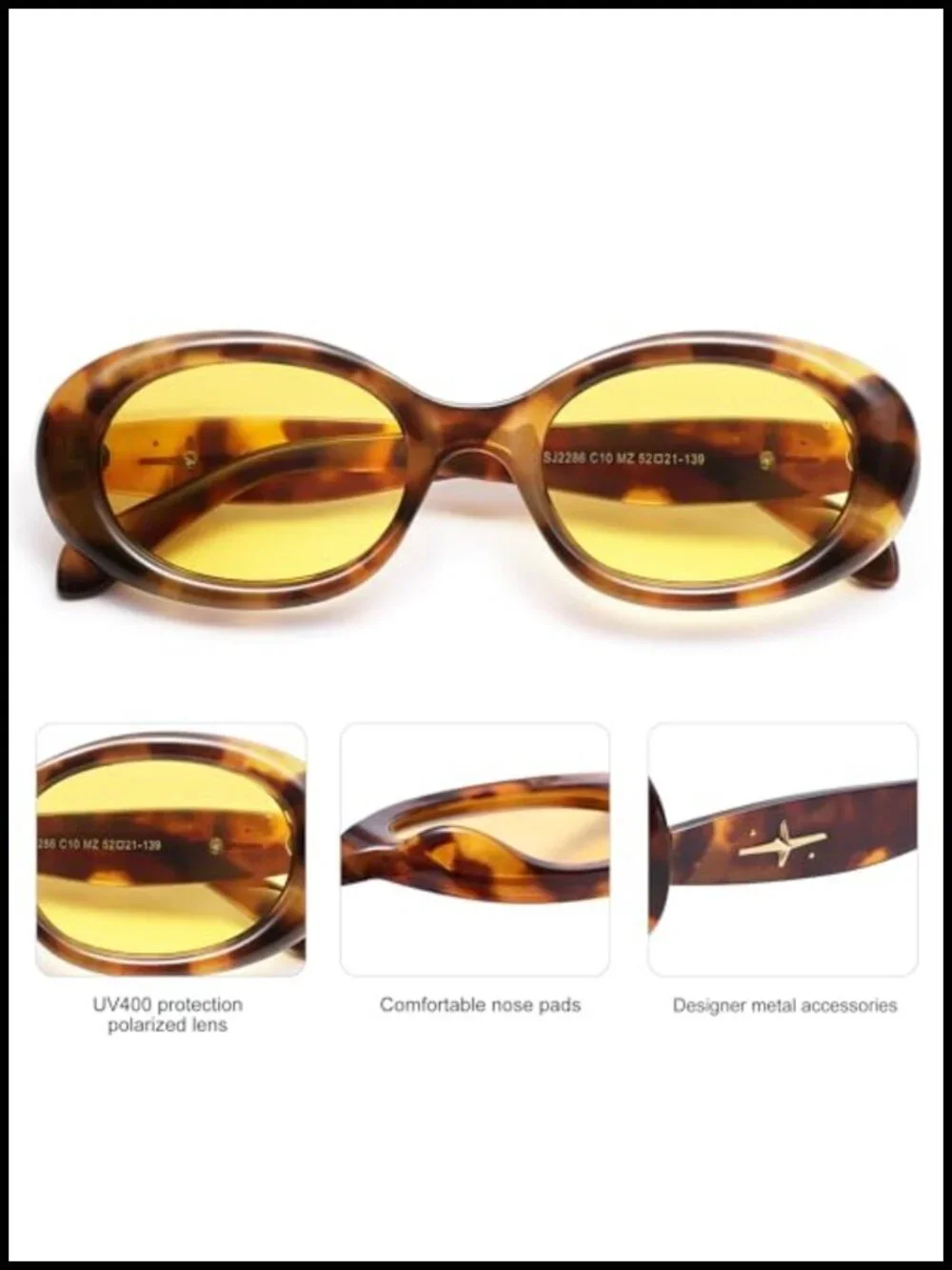 Retro Oval Polarized Sunglasses for Women Men UV400 Protection